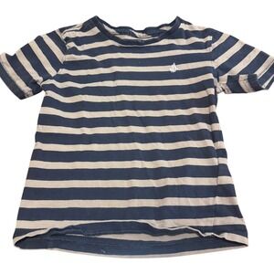 Volcom Boys Modern Fit Striped T-Shirt Black Tan Cotton Size 5 Short Sleeve Logo